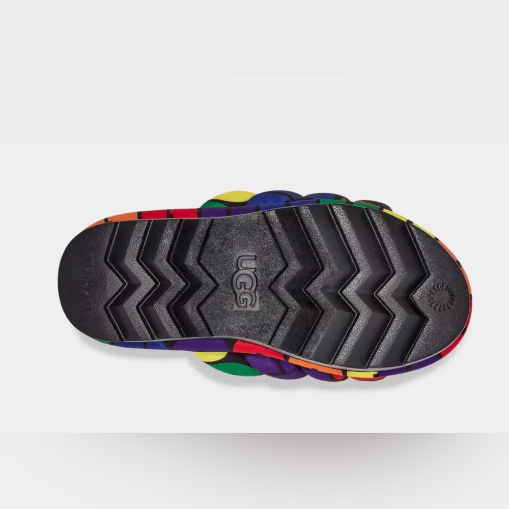 COPY - COPY - UGG MAXI PRIDE SLIDE RAINBOW LOGO SLIP ON PUFF SANDALS US/ 7 - Picture 2 of 6